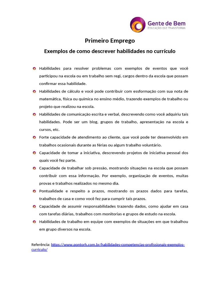 Habilidades Essenciais para o Currículo | PDF | Comunicação | Emoções