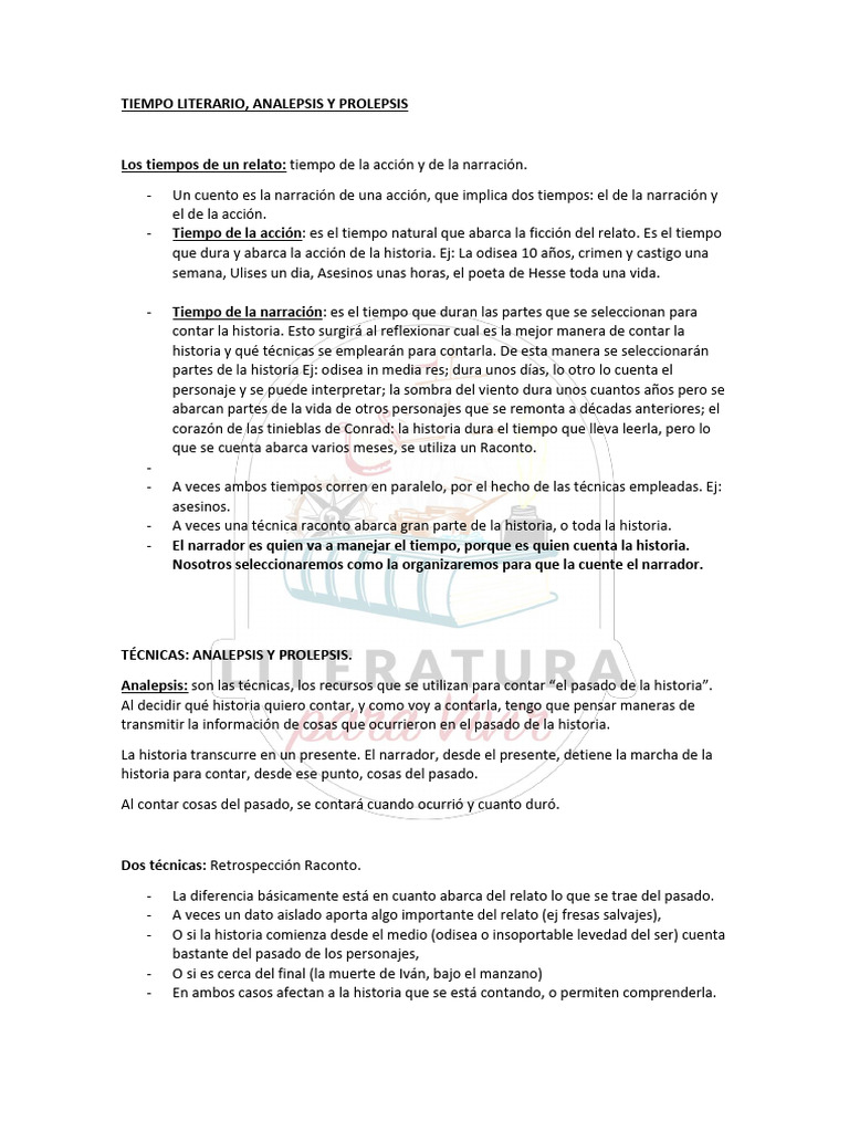 Técnicas de Tiempo Narrativo en Relatos | PDF | Narración