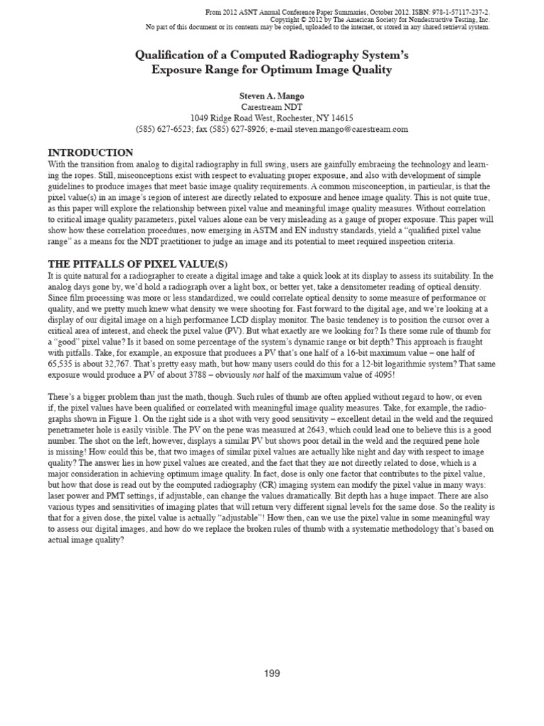 Qualificationofa Computed Radiography Systems Exposure Rangefor Optimum ...