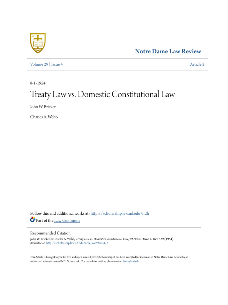 Treaty Law vs. Constitutional Law Analysis | PDF | Treaty | Ratification