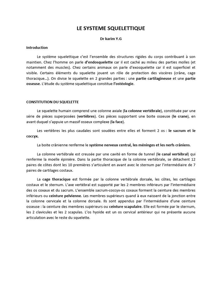 Anatomie et Fonction du Système Squelettique | PDF | Cartilage ...