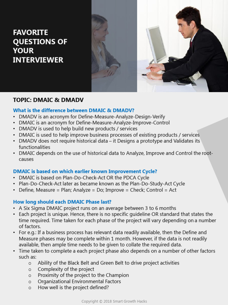 S03 C12 D01. Favorite Questions of Your Interviewer - DMADV and DMAIC | PDF