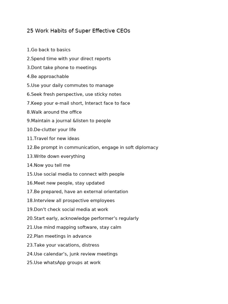 Effective CEO Work Habits | PDF