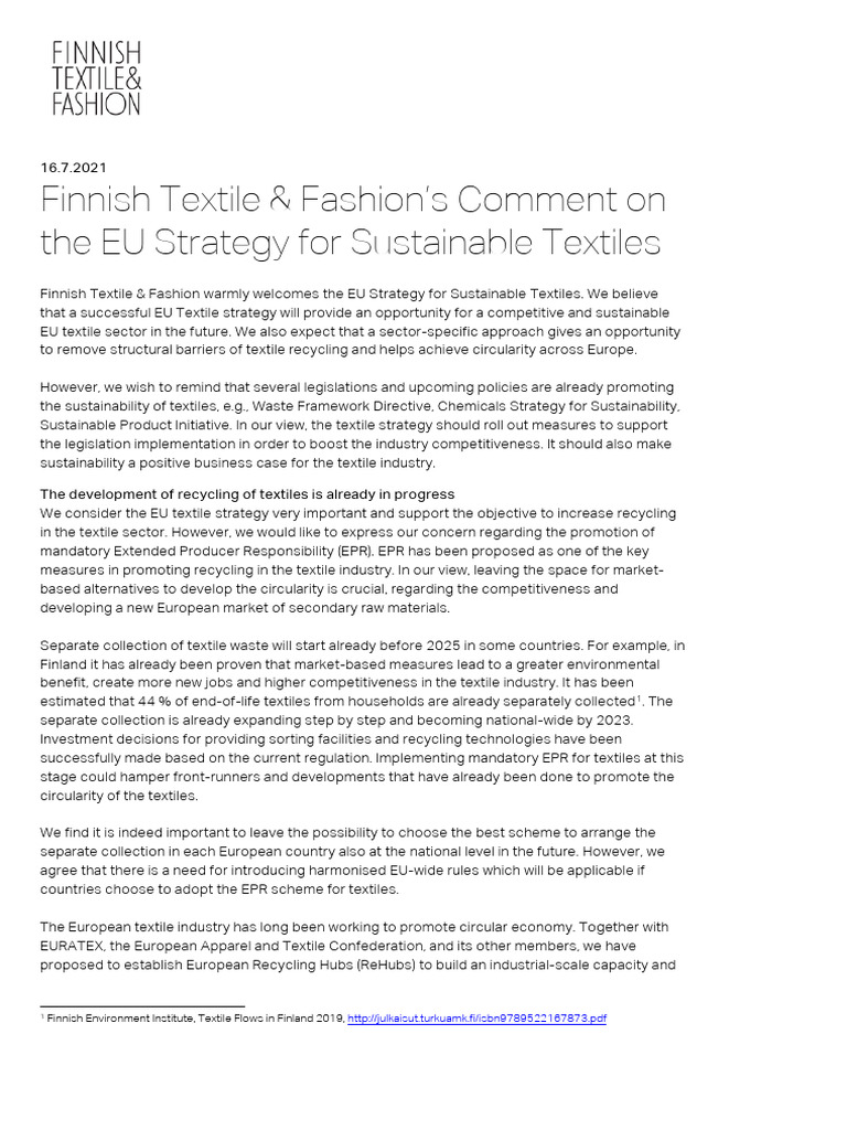 EU Strategy for Sustainable Textiles Insights | PDF | Sustainability ...
