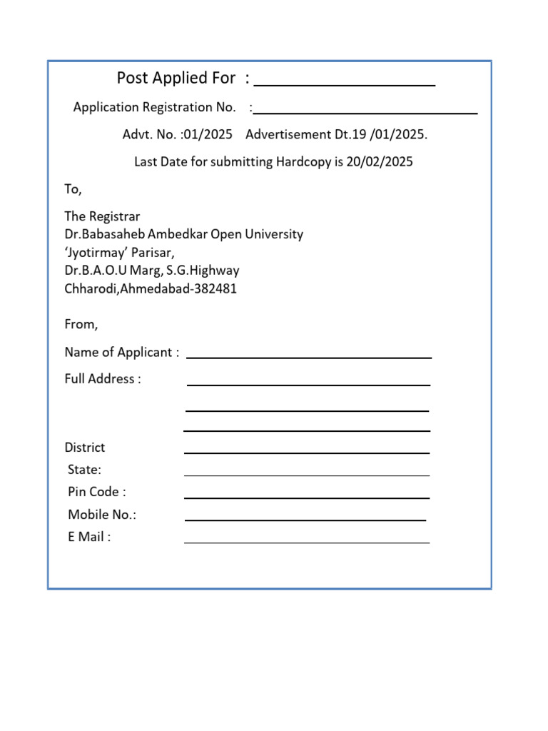 Dr. B.A. Open University Application Form | PDF