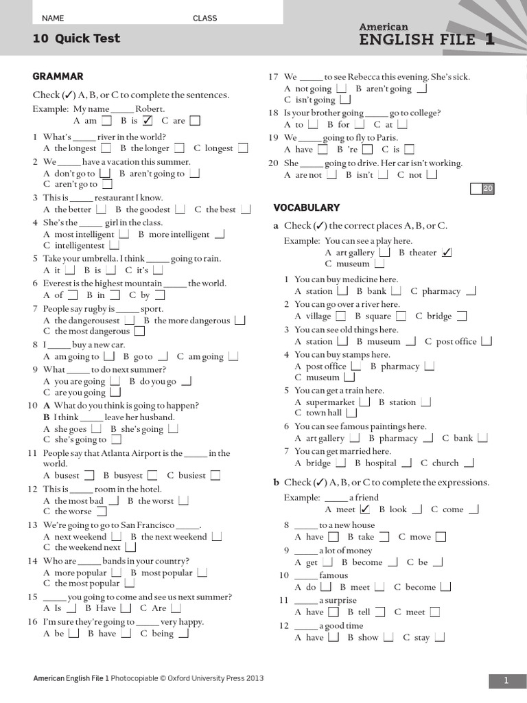 AEF1 File10 Quick Test (WWW - Languagecentre.ir) | PDF | Linguistics