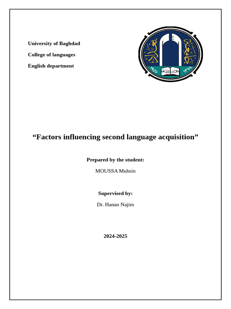 Factors Affecting Second Language Acquisition | PDF | Second Language ...