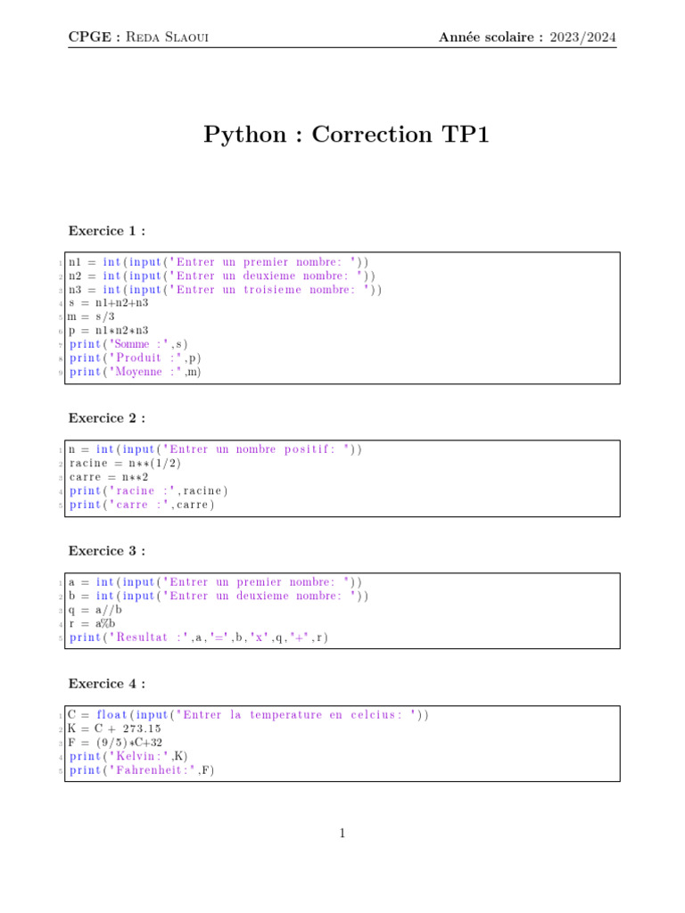 Correction TP1 Python CPGE 2023/2024 | PDF | Taxe sur la valeur ajoutée ...