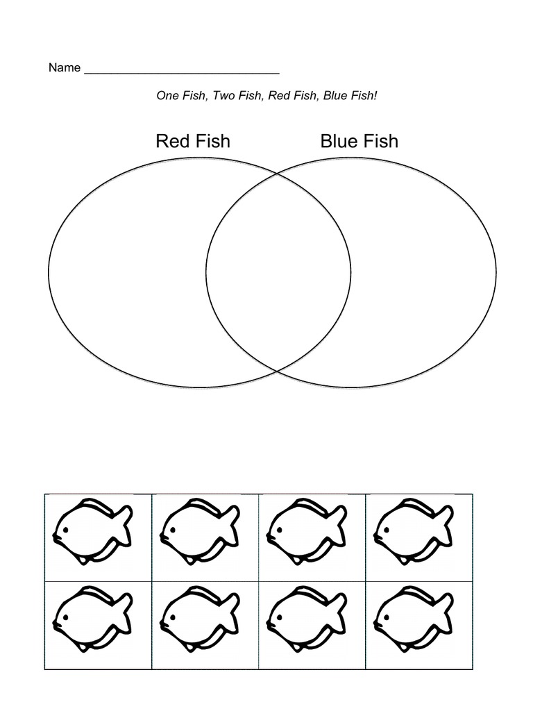 Red and Blue Fish Venn Diagram Worksheet | PDF