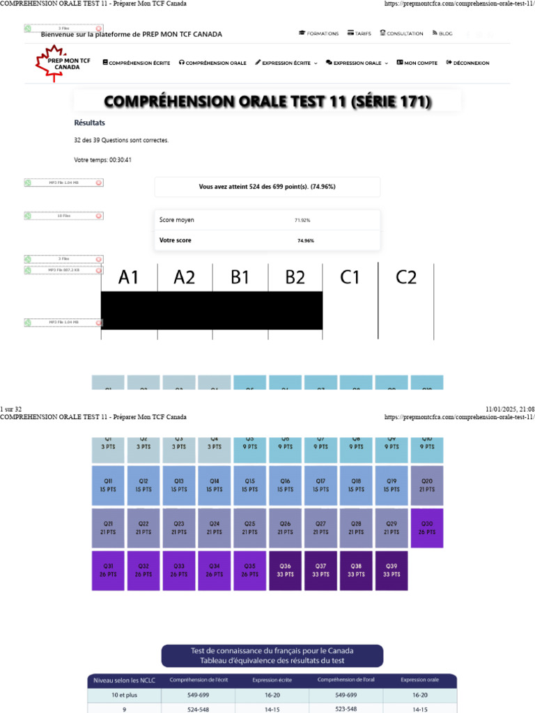 Test de compréhension orale TCF Canada | PDF