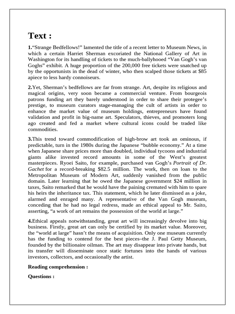 Art's Commodification and Ethics | PDF | Economies
