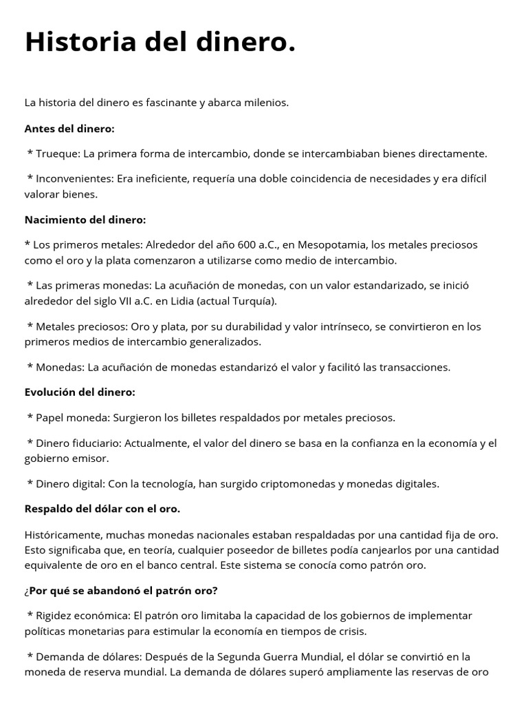 Evolución de la Historia del Dinero | PDF | Dinero | Moneda