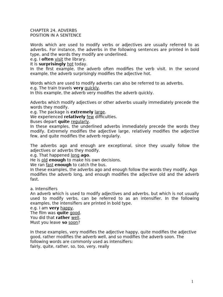 Understanding Adverbs and Their Use | PDF | Verb | Adverb