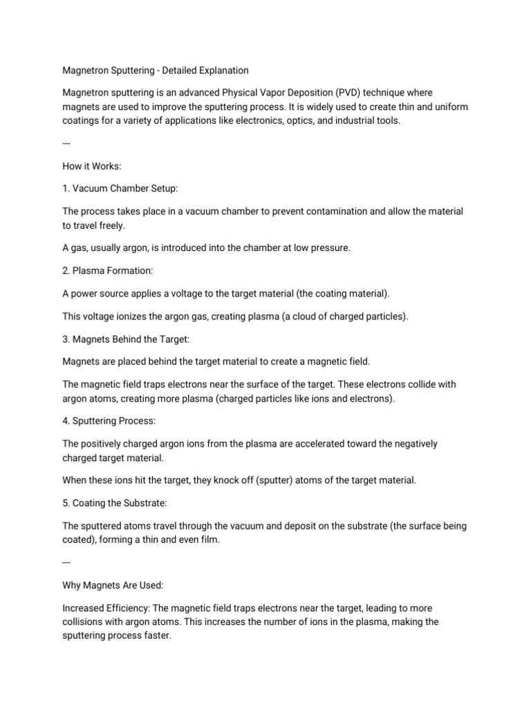 Magnetron Sputt-WPS Office | PDF | Sputtering | Thin Film