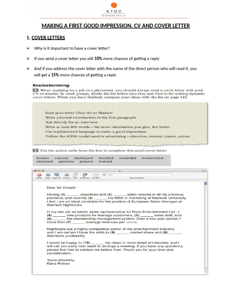 4.+Lesson+1.+CV+and+Cover+Letter Making+a+First+Good+Impression.++May+ ...