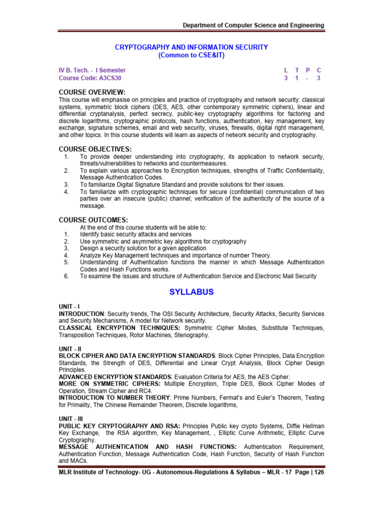 Cryptography and Information Security | PDF | Cryptography | Encryption
