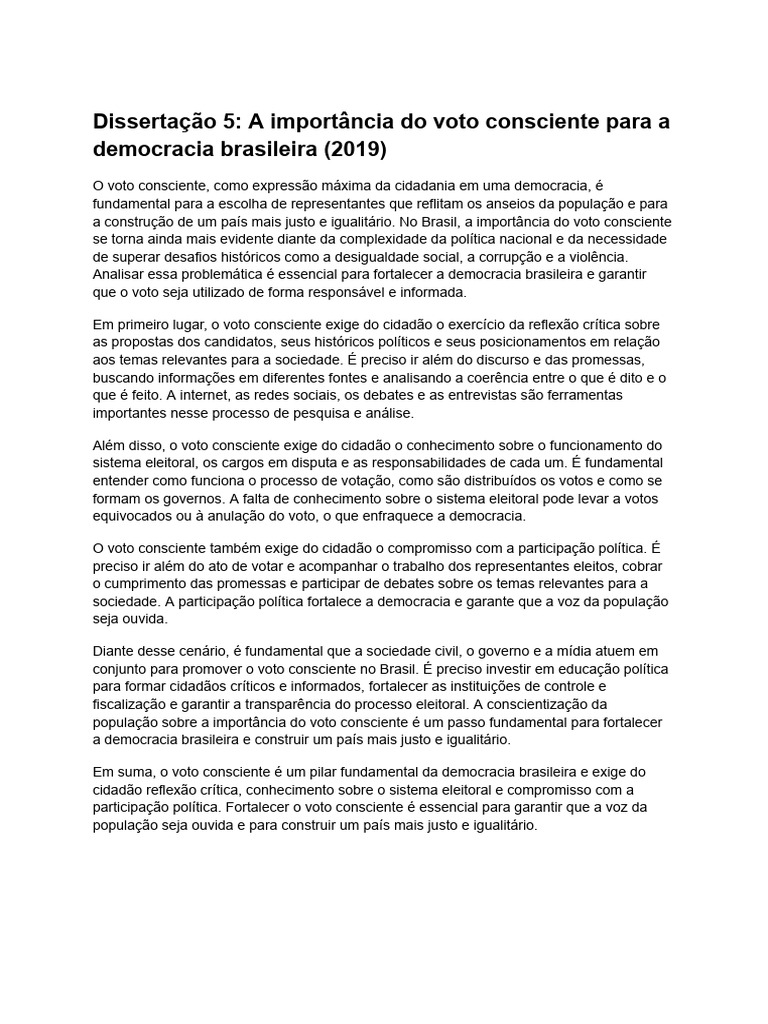 Dissertação 5_ A importância do voto consciente para a democracia ...