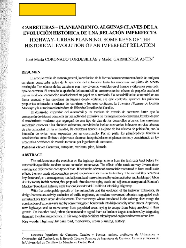 D - Carreteras-planeamiento Una Evoluci%C3%B3n Hist%C3%B3rica | PDF