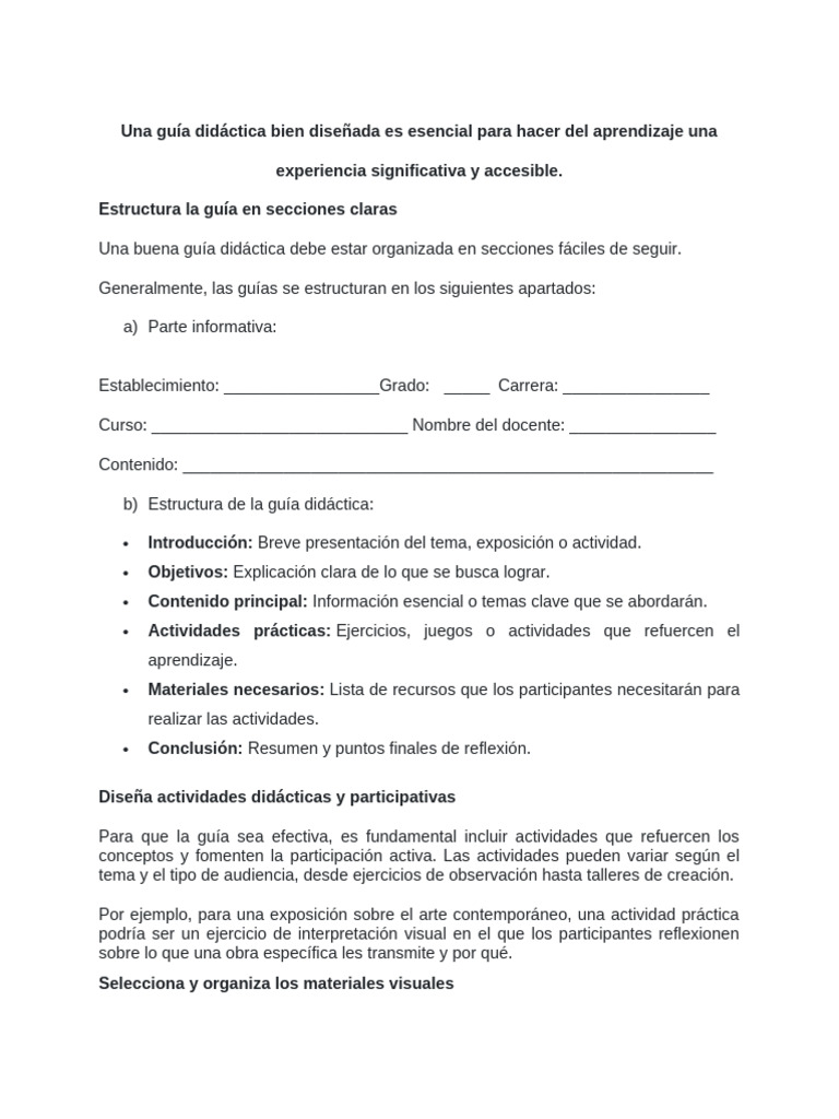 Cómo Crear una Guía Didáctica Efectiva | PDF | Aprendizaje | Evaluación