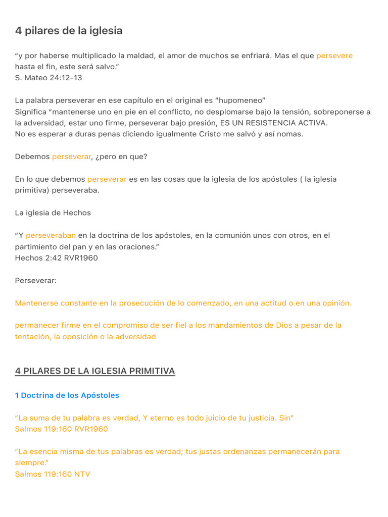 4 Pilares Fundamentales de la Iglesia | PDF | Oración | Jesús