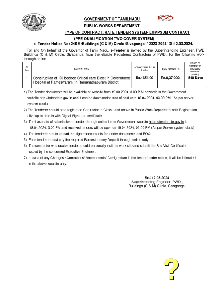 TYPE OF CONTRACT RATE TENDER SYSTEM- LUMPSUM CONTRACT | PDF
