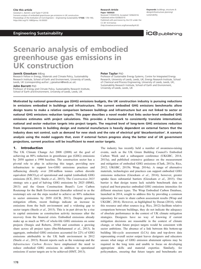 UK Construction Embodied GHG Emissions Analysis | PDF | Climate Change ...