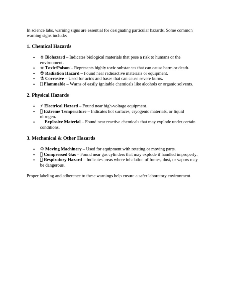 Essential Lab Warning Signs Explained | PDF