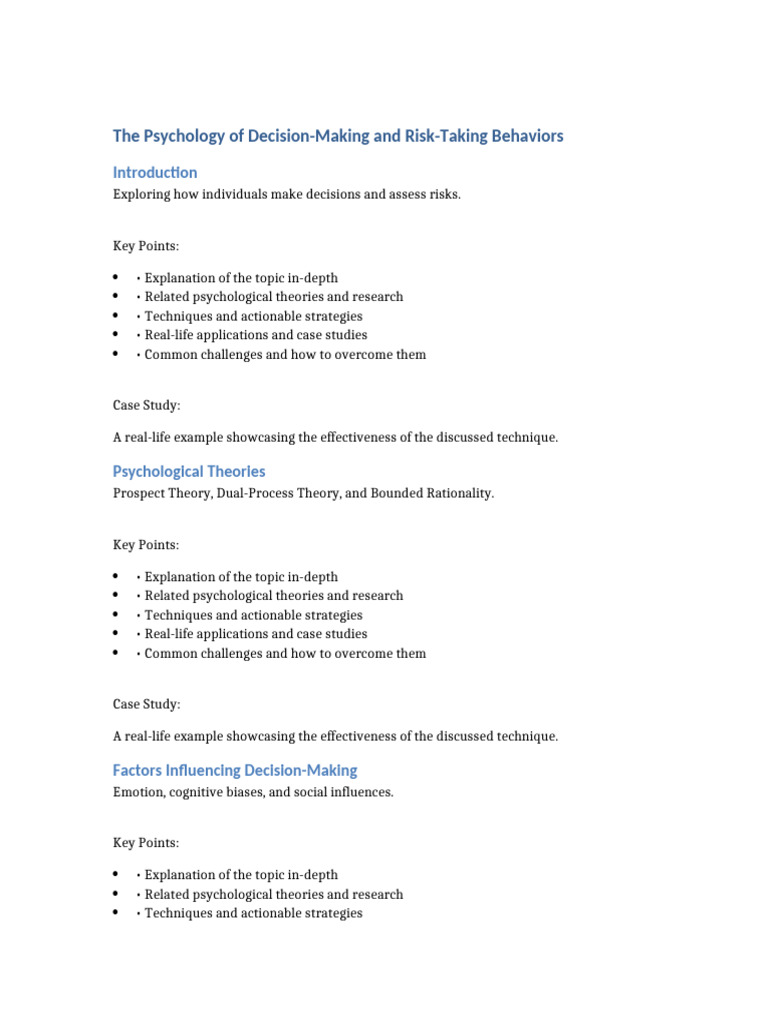Psychology of Decision-Making Insights | PDF | Decision Making | Risk