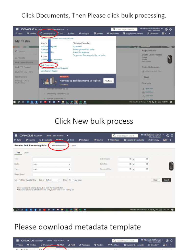 Aconex Bulk Processing Guide | PDF