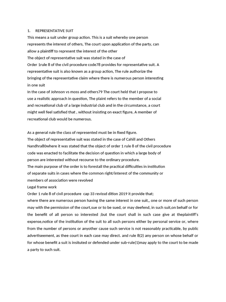 Overview of Representative Suits in CPC | PDF | Lawsuit | Justice