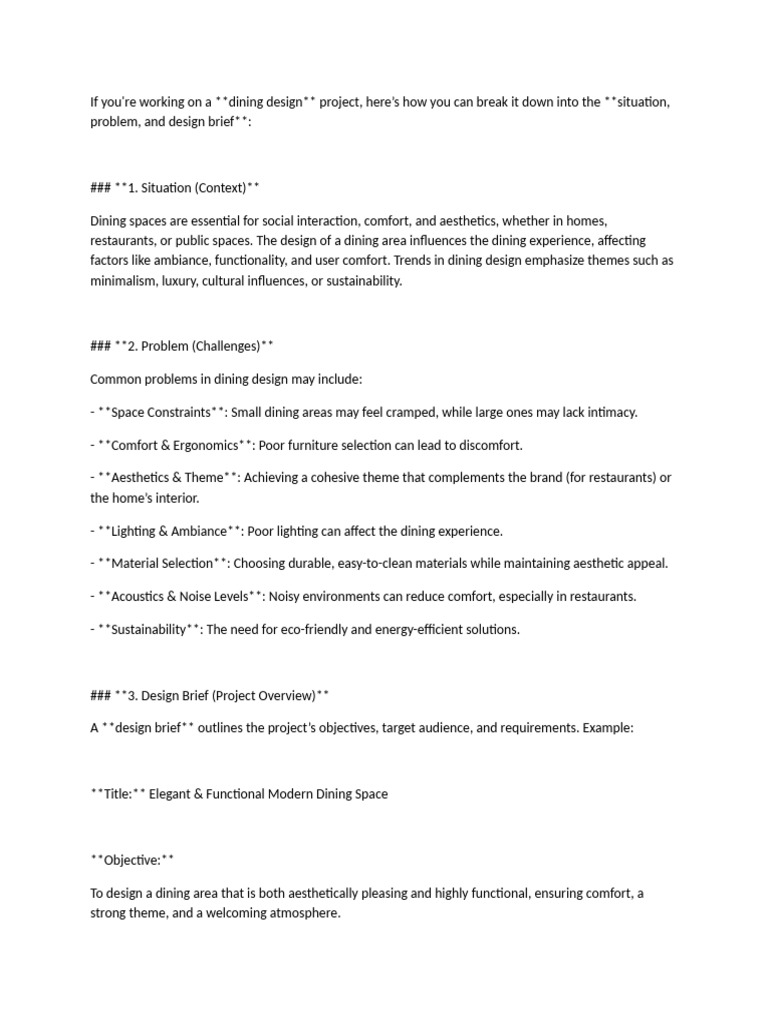 Dining, Situation and Problem | PDF