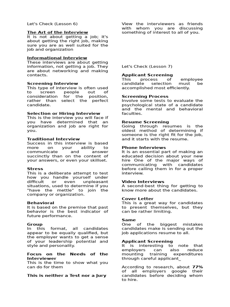L6&7 Reviewer | PDF | Job Interview | Social Psychology