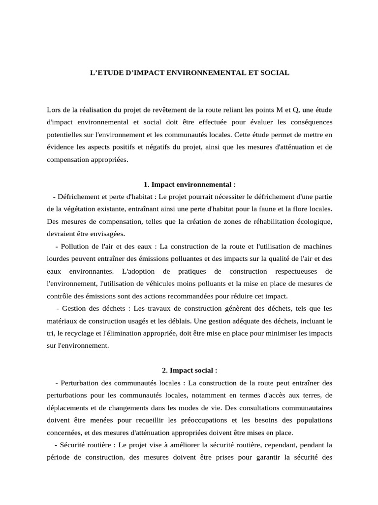 Étude d'Impact Environnemental et Social | PDF | Environnement naturel ...