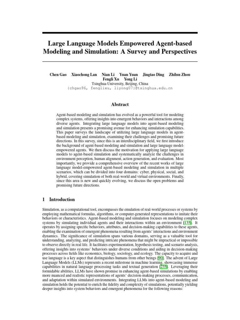 Large Language Models in Agent-Based Simulation | PDF | Agent Based ...