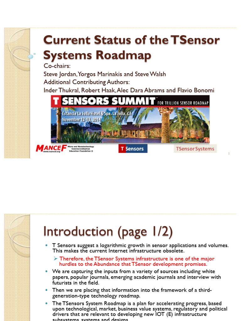 TSensors Systems Roadmap | PDF | Internet Of Things | Computer Network