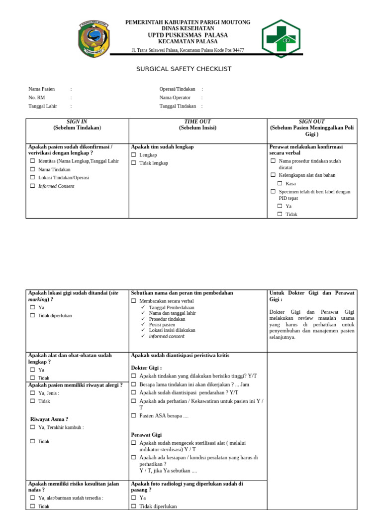 5.3.4.3 Form Surgical Safety | PDF