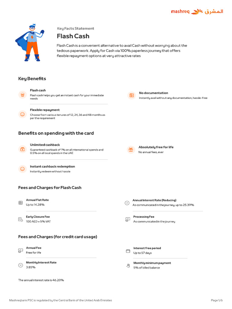 Mashreq Flash Cash Overview | PDF | Credit Card | Interest