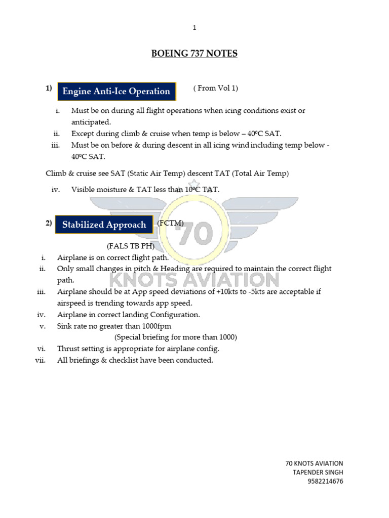 Boeing 737 Flight Operations Notes | PDF | Aircraft | Aerospace Engineering