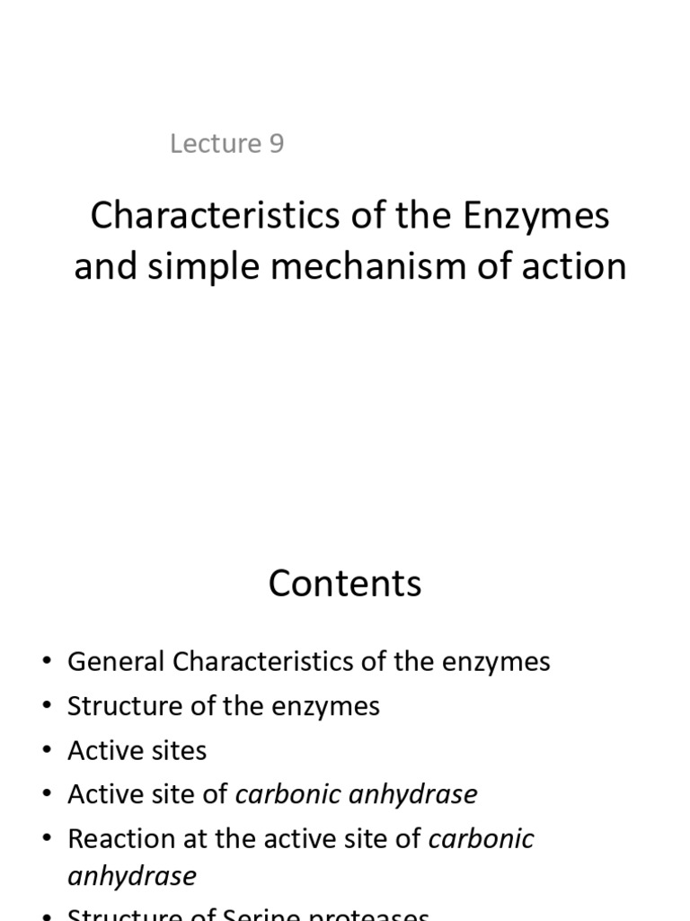 Lecture 9 Simple Mechanism of Catalysis | PDF | Active Site | Enzyme