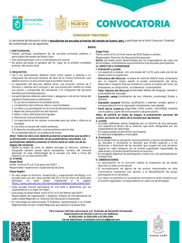 Convocatoria Concurso de Oratoria 2025 | PDF | Hablar en público