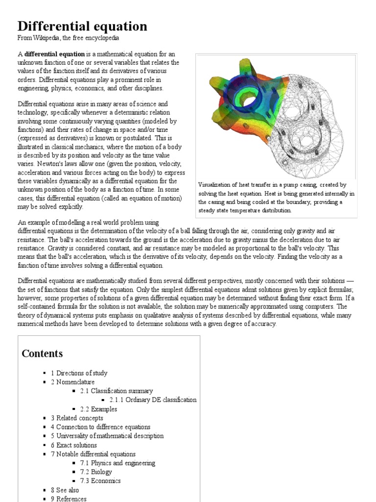 Differential Equation Wikipedia, The Free Encyclopedia PDF