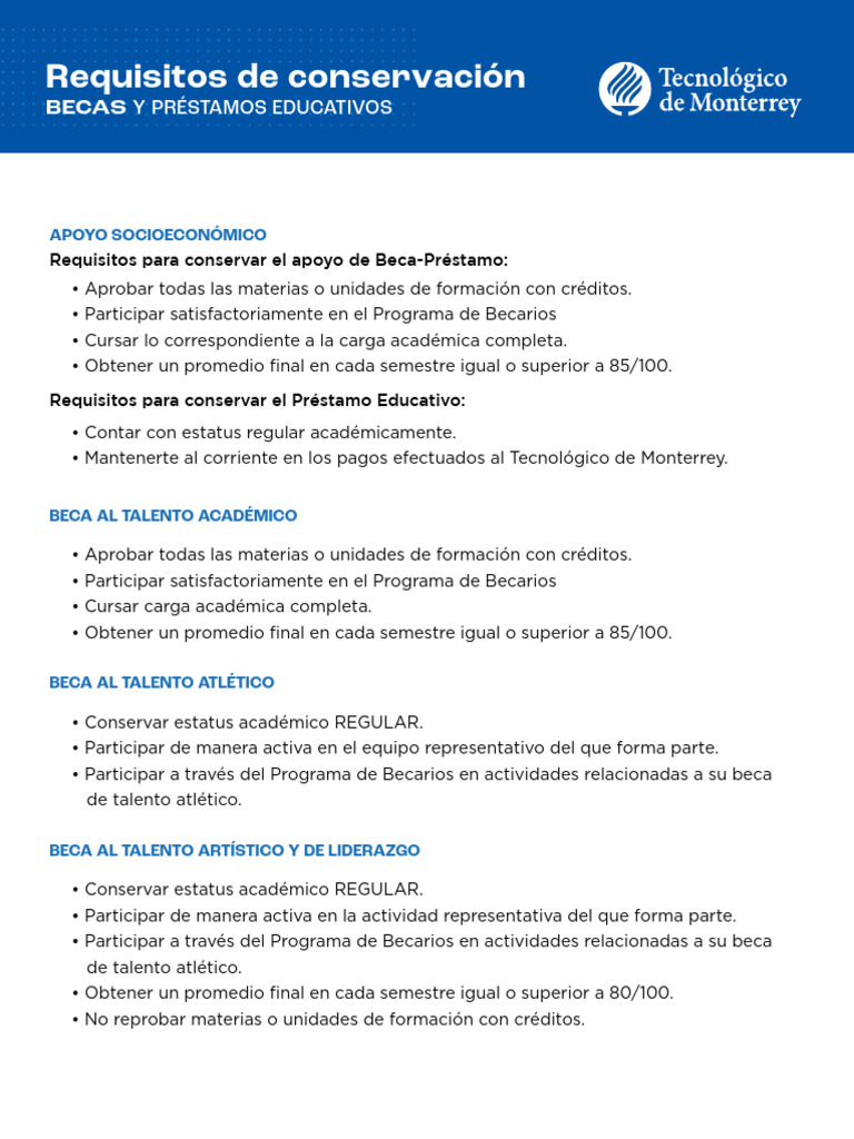 Requisitos para Becas y Préstamos Educativos | PDF
