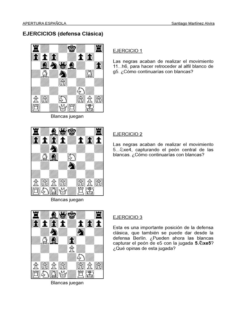03-Ejercicios-defensa-Clasica | PDF | Aperturas de ajedrez | Juegos de mesa