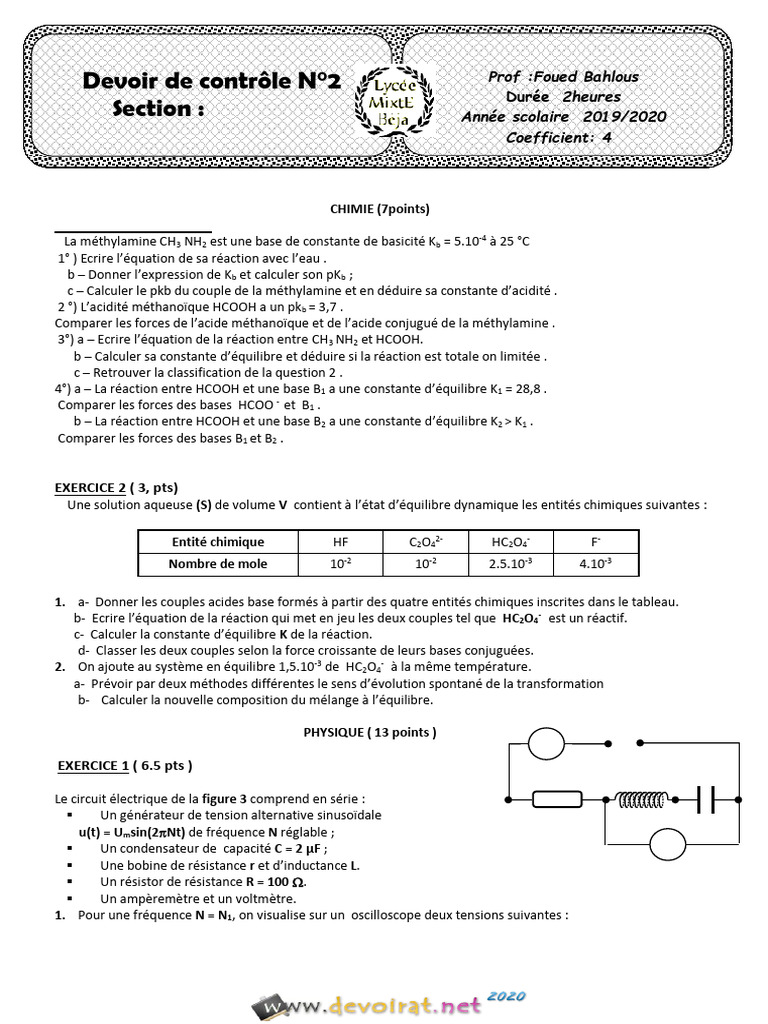 Correction Physique Bac 2020 Techniques | PDF | Condensateur ...