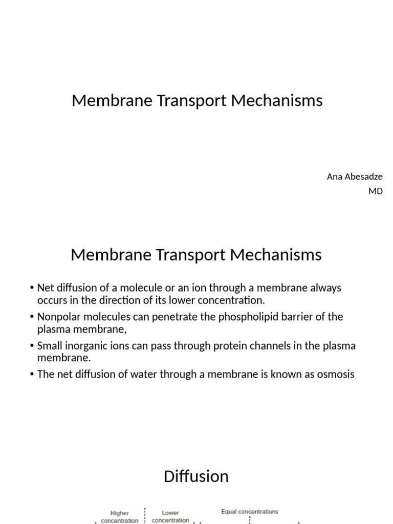 Lecture 2 - Membrane Transport Mechanisms | PDF | Osmosis | Cell Membrane