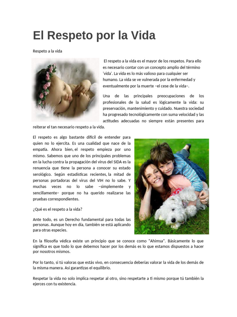 El Valor del Respeto a la Vida | PDF