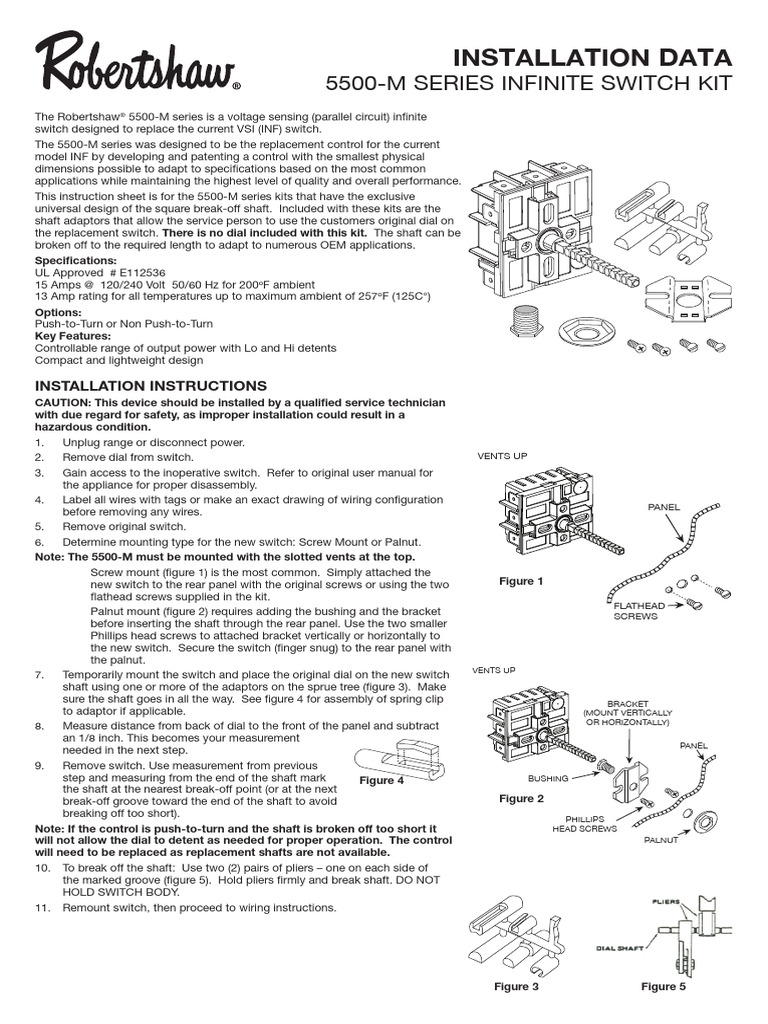 Robertshaw 5500-M Infinite Switch Kit Installation | PDF | Switch ...