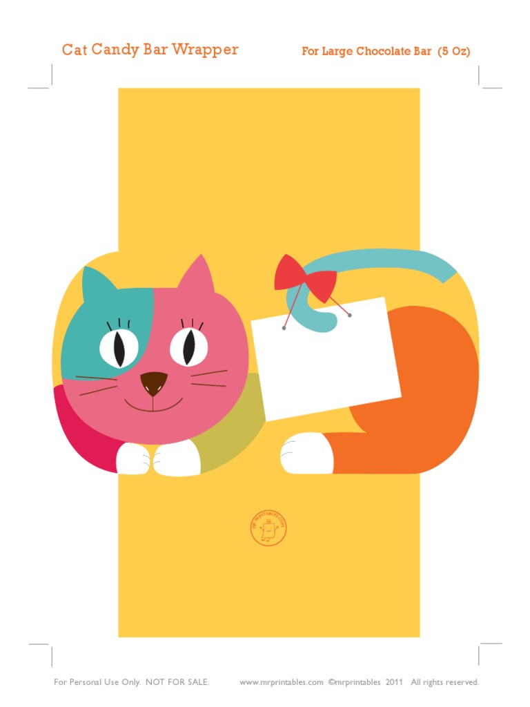Cat-Themed Candy Bar Wrapper Template | PDF
