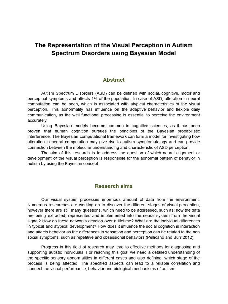 Visual Perception in Autism via Bayesian Models | PDF | Perception | Autism