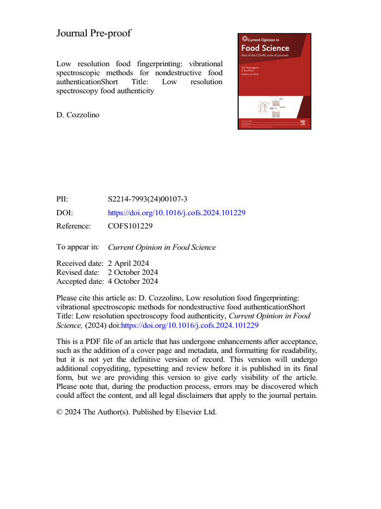 Food Authentication via Spectroscopy | PDF | Raman Spectroscopy ...